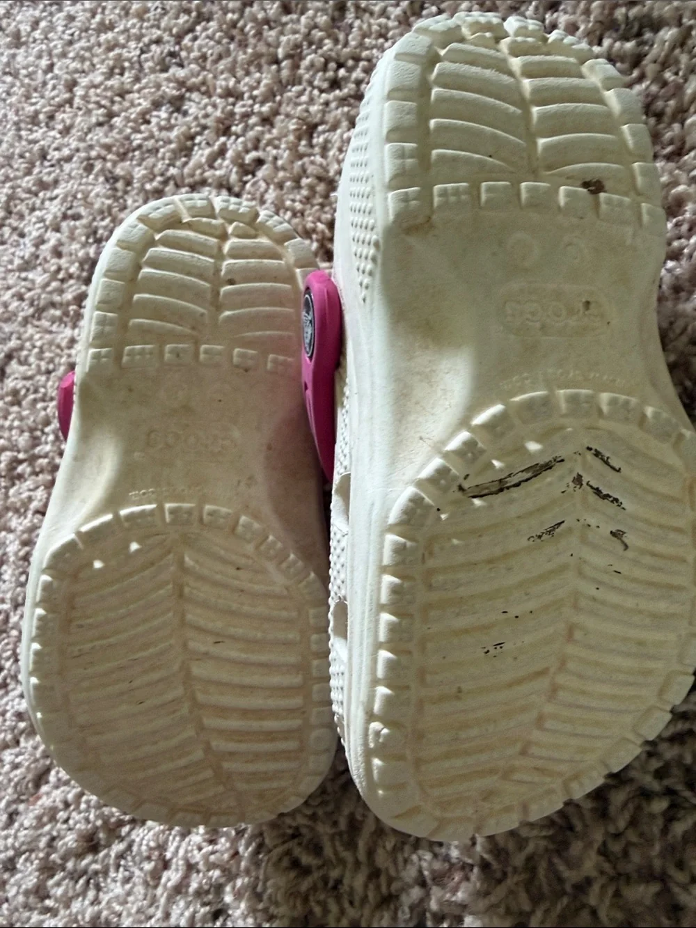 CROCS Kids White Clog with Pink Strap & Rainbow Unicorn Accent